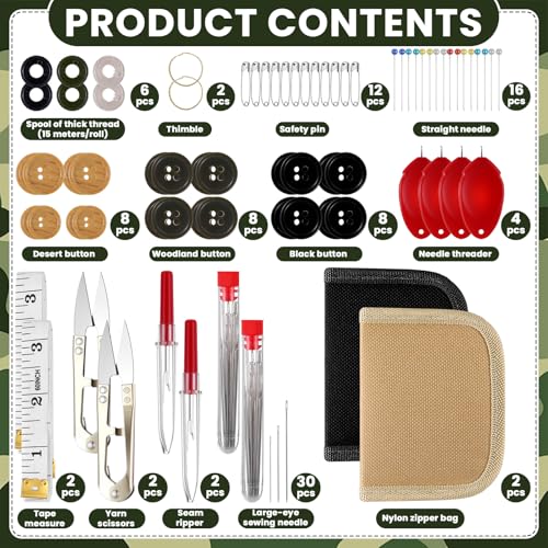 Suncalla 2 Pack Military Survival Sewing Kit Travel Emergency,Black Brown - Image 3