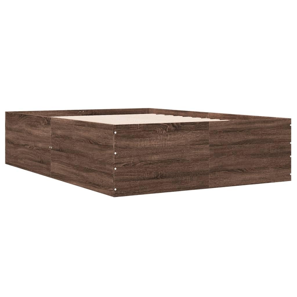 vidaXL Bed Frame, Bed Base for Bedroom Guest Room, Mattress Foundation for Double Bed, Bedstead, Brown Oak 120x190 cm Small Double Engineered Wood
