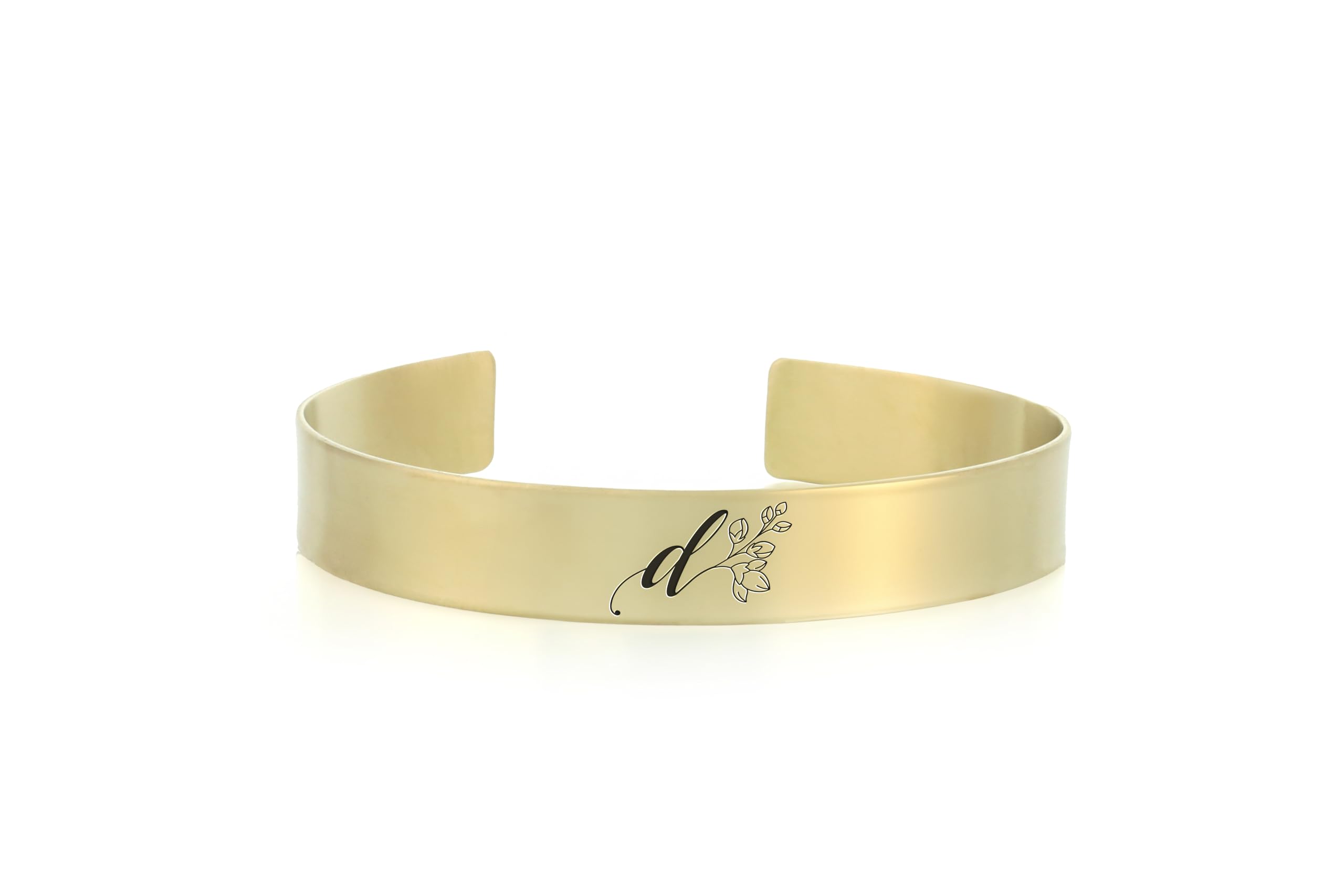 Bracelet avec initiales en or 14k manchette gravée de luxe