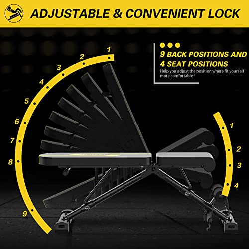 Ceayun Adjustable Weight Bench Press, Foldable Workout Bench For Full Body, Incline Decline Utility Exercise Bench, Strength Training Benches For Home Gym #TOP1