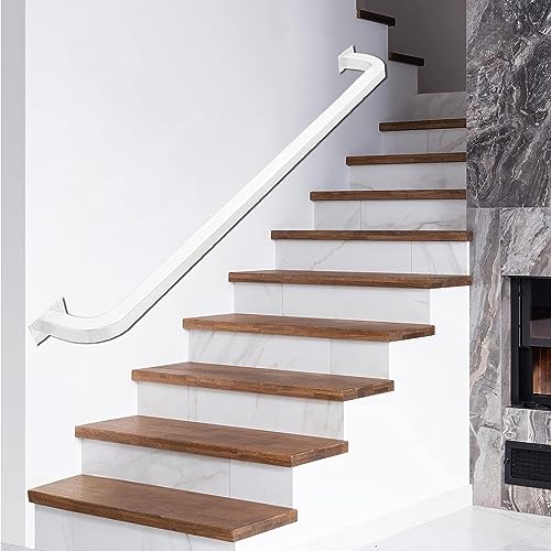 Rampe d'escalier réglable en fer galvanisé robuste avec supports muraux - 6