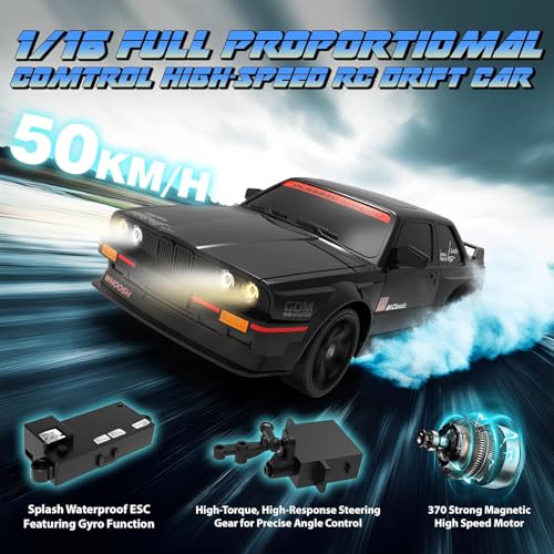 Image of Ascetic Remote Control Cars 1:16 Scale RC Drift Car 2.4Ghz 30KM /H High Speed 4WD RTR Racing Car with Drift Tires LED Lights 2PCS Rechargeable Batteries RC Sport Cars Toys for Adults Kids Gift,Red