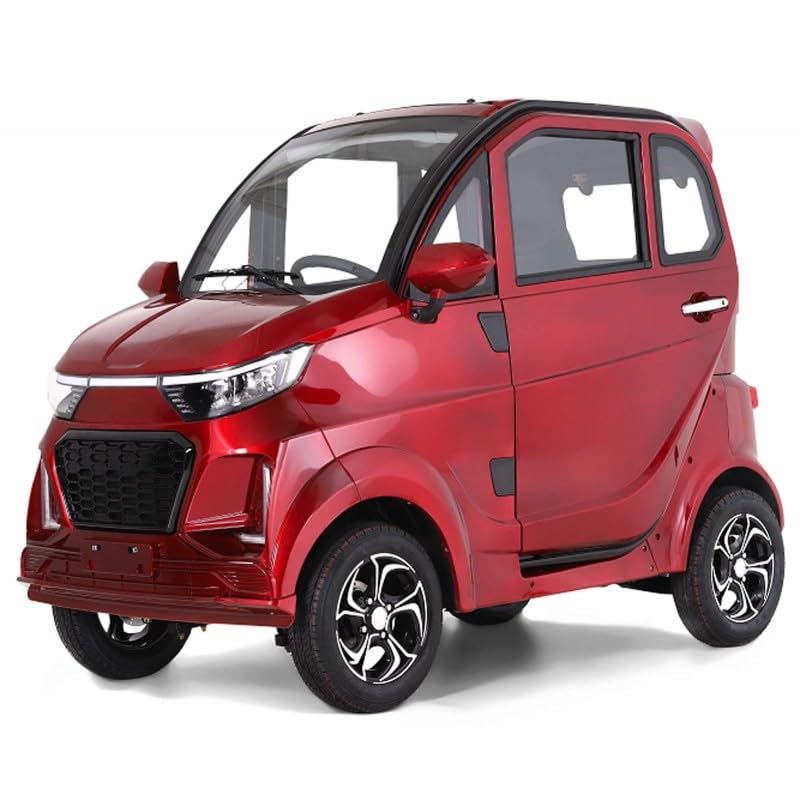 E-Kabinenroller Electron Kabinenroller 45 km/h Blei-Gel-Akku 60 km Reichweite Wetterschutz geschlossene Kabine Straßenzulassung E-Mobil, rot