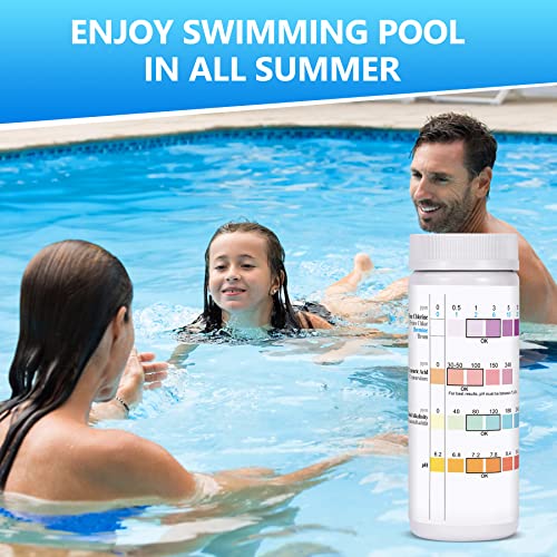 4 In 1 Pool Test Strips, 150 Strips Swimming Pool And Spa Test Strips For Hot Tubs, Freshwater Saltwater Pool Test Kit Accurate Testing Chlorine, Alkalinity, Cyanuric Acid & Ph #TOP5
