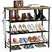 HOMIDEC Shoe Rack, 4-Tier Shoe Storage Shelves with Wooden Top, Shoe Organiser for 12-16 Pairs of Shoes, Dust-proof Fabric Shelves for Flats, Boots, Heels, Sneakers