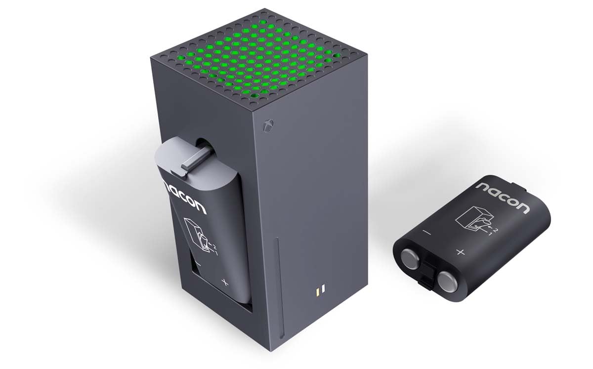 Nacon Double Chargeur pour Manettes Xbox Series X|S & Xbox One + Deux Batteries Rechargeables Haute capacité - Câble USB 1 mètre – Licence Officielle Xbox - XBXBATTERYBOX