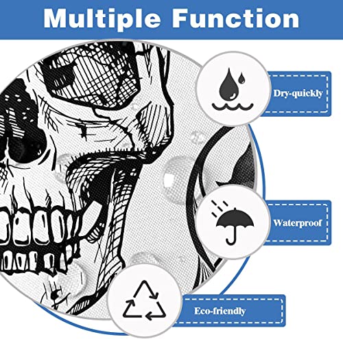 Aatter Skull Shower Curtain With Black White Sugar Rose Flowers Skulls Skeleton Halloween Funny Goth Gothic Bathtub Curtains For Bathroom Accessories (W60''Xh72'') 12 Hooks Included #TOP2