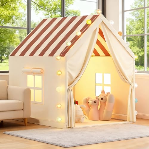 FREEAMG Tente de Jeu Enfants, Cabane Confortable pour Enfant, Tente pour Tout-Petits avec Lanternes...