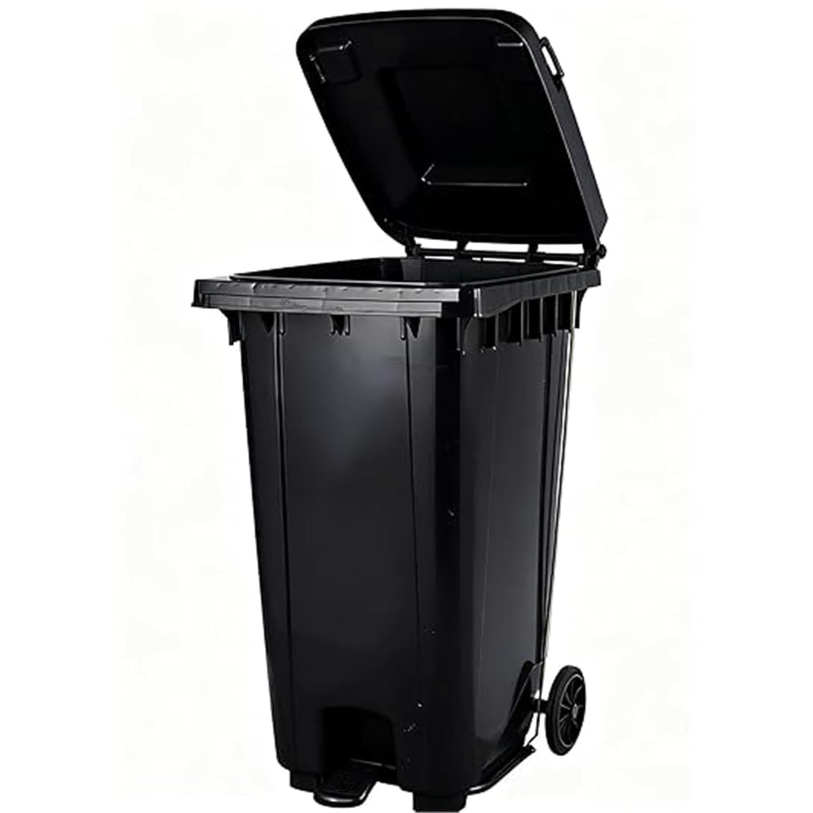 VITIWEDTY Heavy Duty Outdoor Trash Can, Wheeled Garbage Bin with Lid for Commercial and Residential Use (Black 32 Gallon/120L)