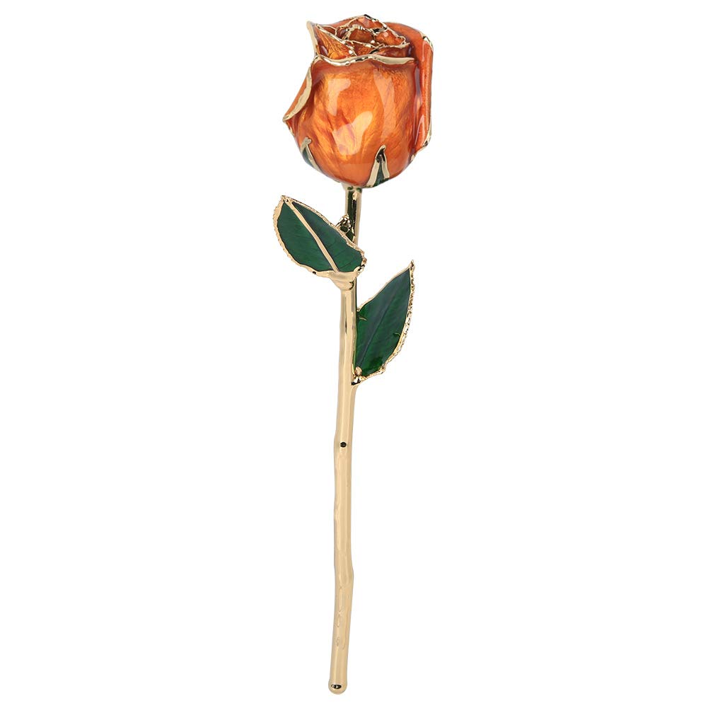 Fiore di Rosa Placcato Oro 24K con Base - San Eterno, Anniversario, Compleanno, Festa della Mamma - Centrotavola Decorativo per Casa e Ufficio di Lunga Durata