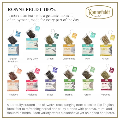 Ronnefeldt 100% Very Early Grey – German Loose Leaf Earl Grey Black Tea with Natural Bergamot – Bold & Aromatic – Caffeine Boost – 15 Individually Wrapped Bags