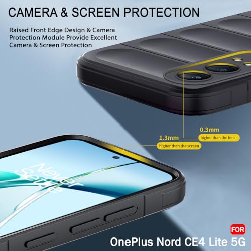 Image of TheGiftKart Liquid Silicon Back Cover Case for OnePlus Nord CE 4 Lite 5G | ShockProof Military Grade Protection | Micro-Fibre Cloth On Inner Side | Built-in Anti-Slip Grip Back Case Cover (TPU, Black)