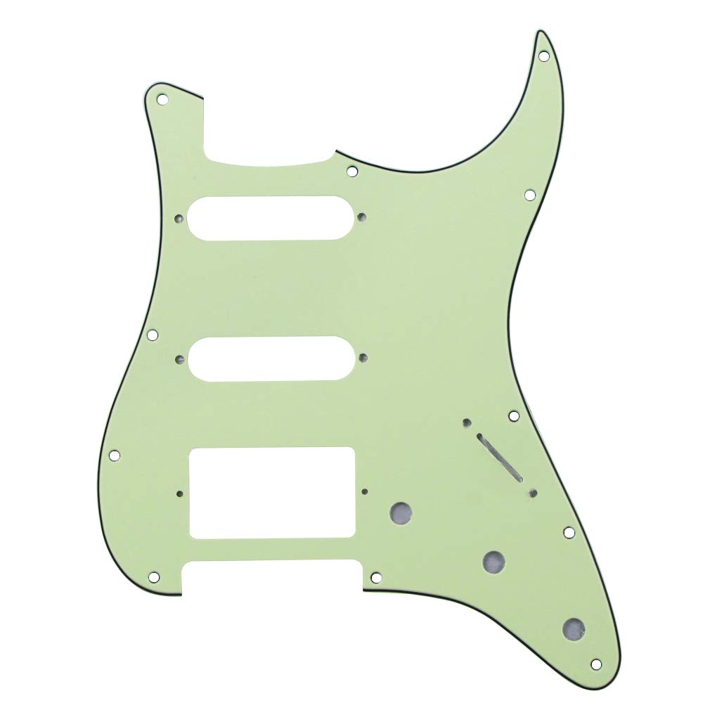 FLEOR 11 Hole Guitar Pickguard SSH and Tremolo Cavity Backplate with Mounting Screws for U.S./Mexican Standard ST Style Guitar,Mint Green 3Ply - Image 2