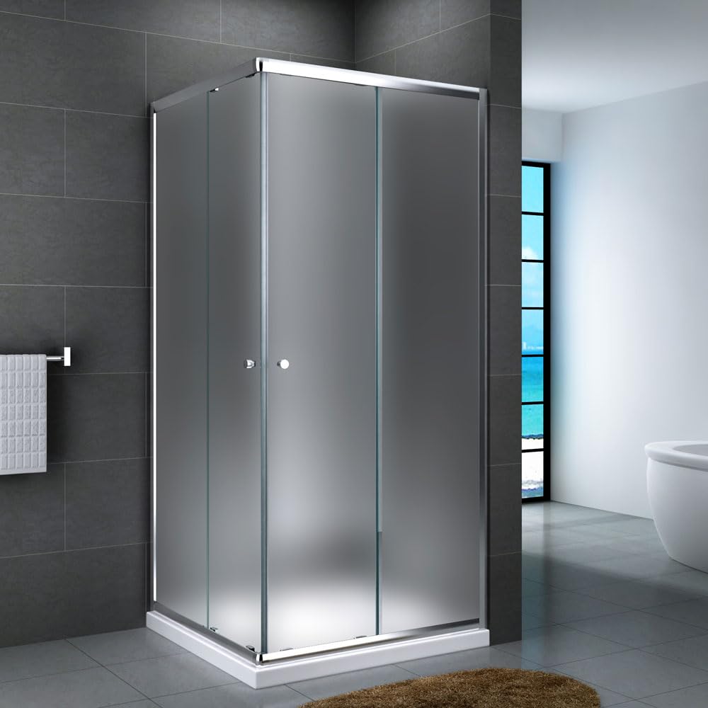 Yellowshop - SMART Box doccia 2 lati vetro temperato opaco 6 mm apertura scorrevole h 190 cm quadrato o rettangolare (90x100 cm)
