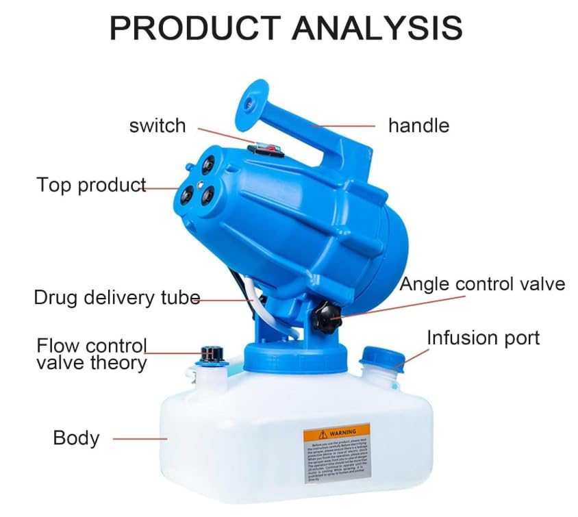 Nebulizzatore Disinfezione Professionale, Spruzzatore Elettrico, Spruzzatore Disinfettante per Luoghi Pubblici/Giardino/Industriale - Nebulizzatore da 5 L di Capacità per Disinfezione (Blu)
