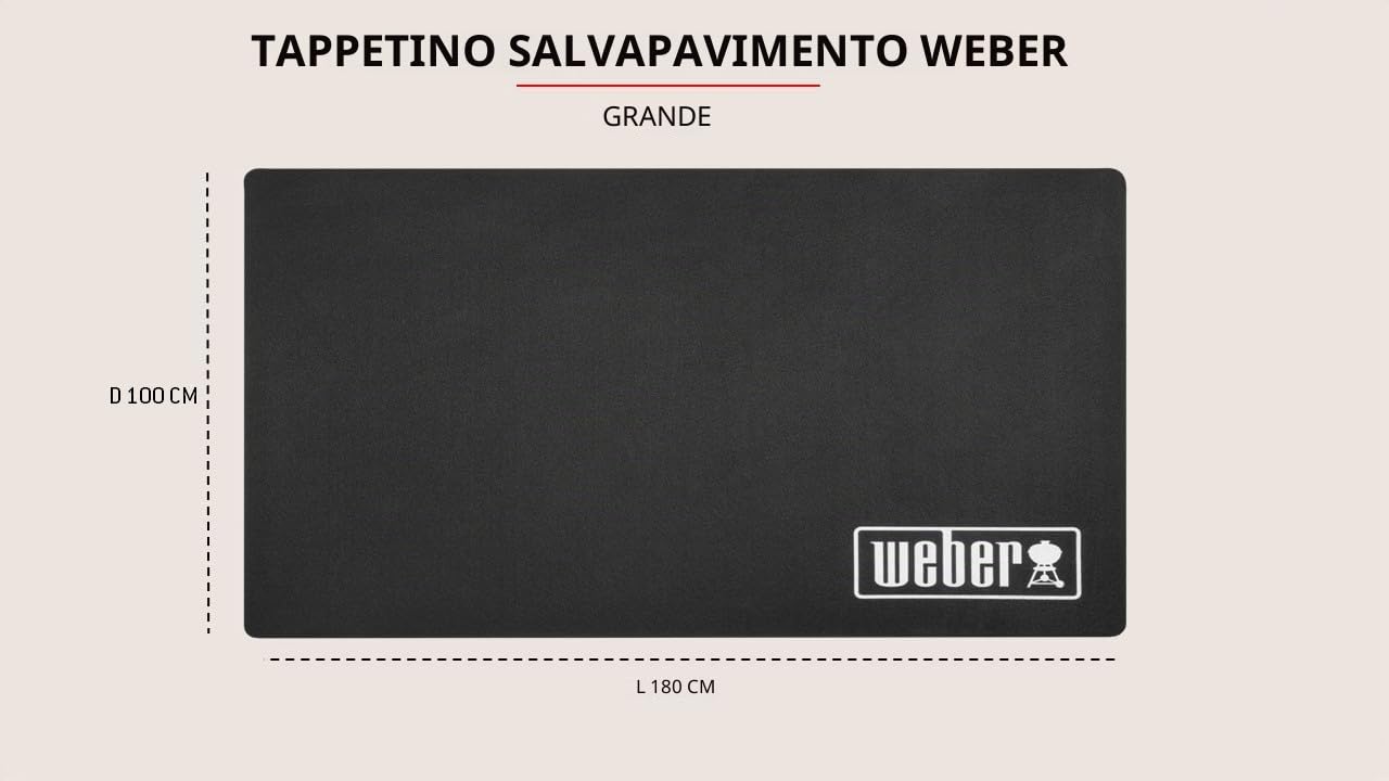 Weber Tappetino per BBQ - Grande (180 x 100 cm), protegge da schizzi di grasso o liquidi gocciolanti, materiale antibatterico resistente al calore e alle intemperie, per tutti i tipi di BBQ (18280)