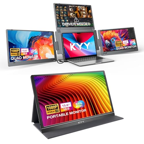 Image of KYY 15.6 inch Quad Portable Monitor(X90G) and Portable Monitor (K3)