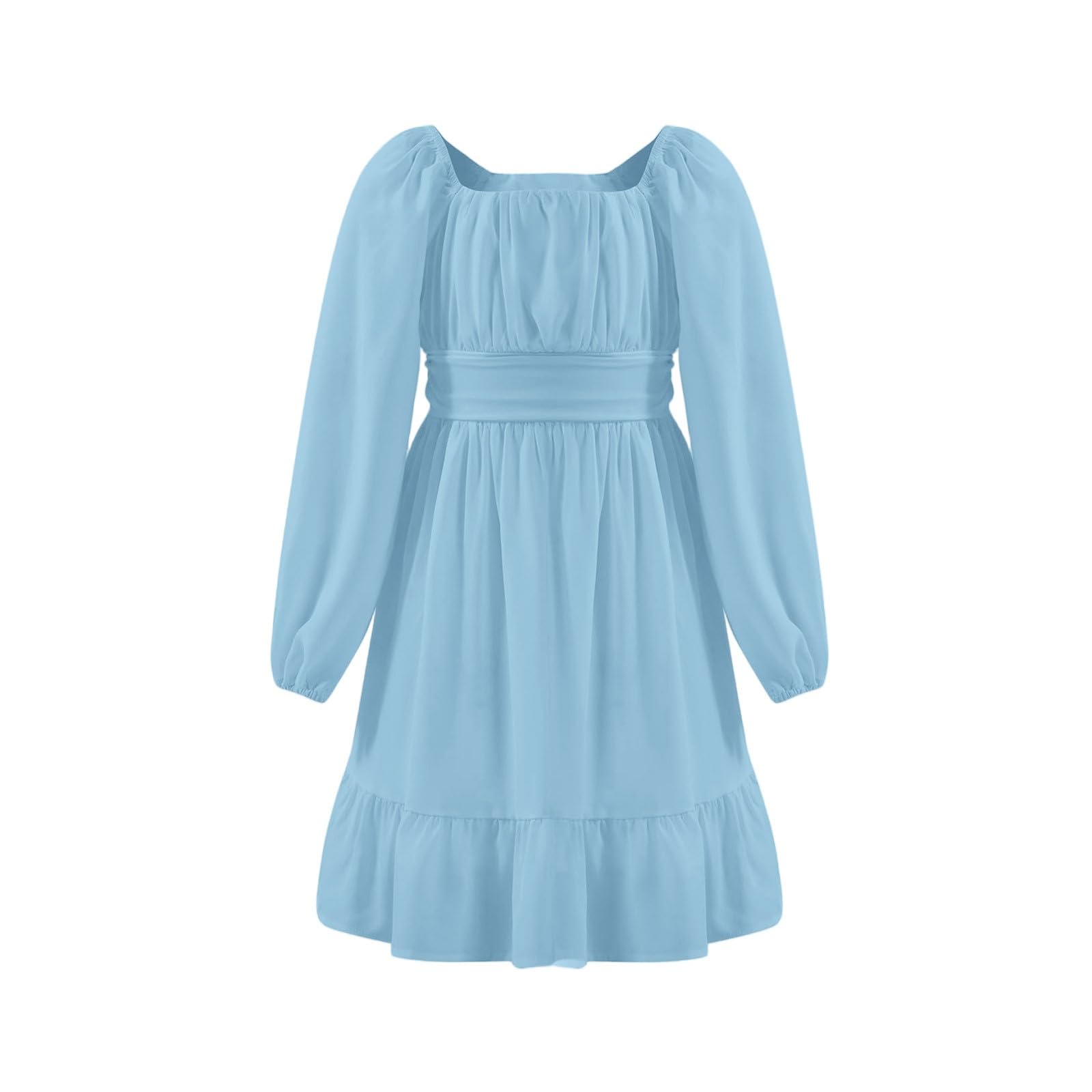 Vestido de fiesta para niñas, elegante vestido de otoño de manga larga con volantes en la espalda, vestido de princesa, boda, cumpleaños, vestido casual liso para niños