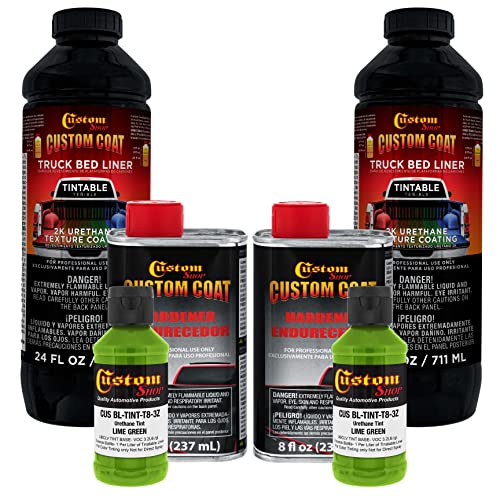 Image of Custom Coat Lime Green 2 Quart Spray-On Urethane Truck Bed Liner Kit