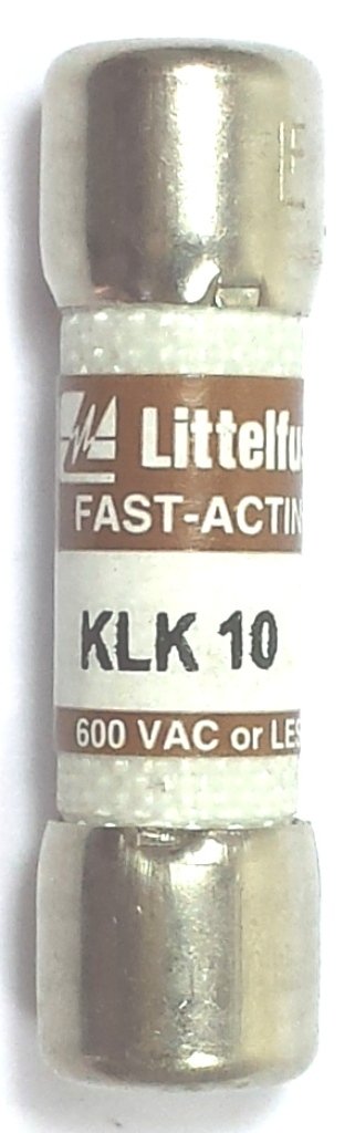 LITTELFUSE KLK-10 10.3X38 MM, 10AMP, 600VAC, Fast Acting, Fuse, Midget Fuse