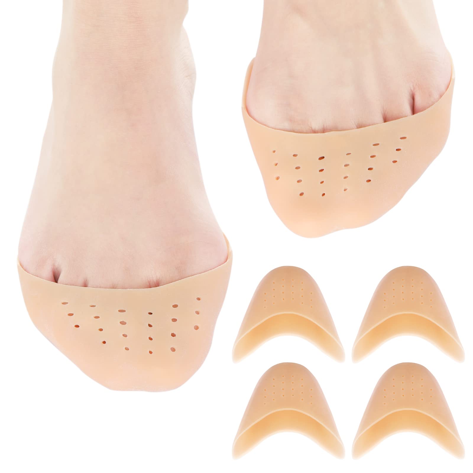Molain 2 Pairs High Heel Feet Covers Pad Ball of Foot Cushions Silicone Gel Crease Protector Toe Protection Shoes Sneaker Sleeves Inserts Caps Skin Blister Patches for Ballet Dance