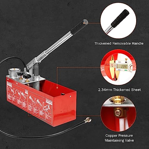 Image of BEAMNOVA Hydrostatic Test Pump 3.17 Gallon Hydraulic Manual Water Pipe Leakage Pressure Tester Kit with Gauge Tank