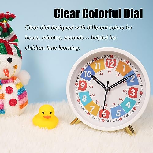 Image of Alarm Clock for Kids 4.5 inch Analog Alarm Clock for Children Time Learning Bedroom Battery Operated Clock White