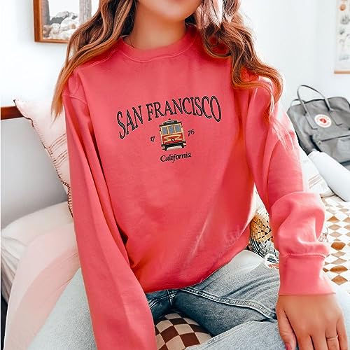 Embroidered San Francisco 1776 Sweatshirt, California Cable Car Tee Gift, California Travel Hoodie Embroidery, San Francis City Lover Gift, Tourist Attraction Tee, California Visitor Gift2