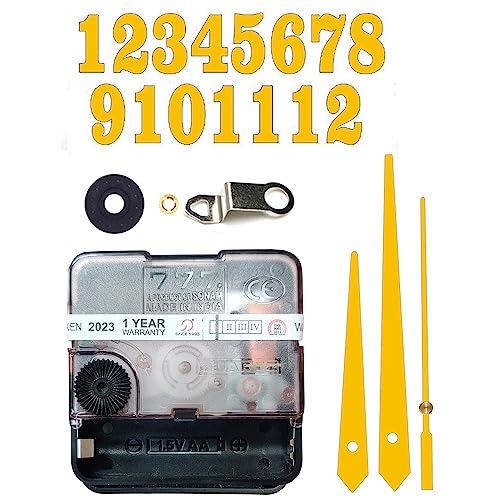 Image of 12 Pcs Arabic Mirrored Acrylic Numerals Movement Machine 22mm for Wood Resin Marble Clock Fancy Needles Pack 2 (Gold D3)