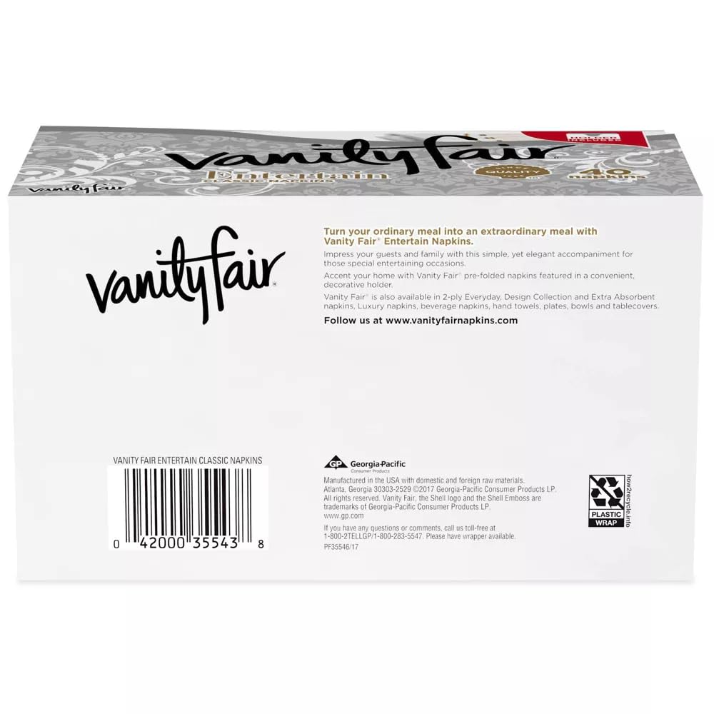 Vanity Fair Dinner Napkins, Pre Folded, 40 CT Silver (1)
