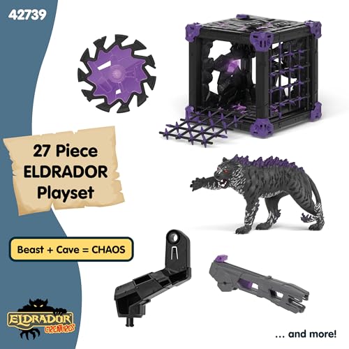 Image of Schleich Eldrador Creatures - Battle Cave with Shadow Tiger Figure and Shooting Weapon Toy Playset - Interactive Cave and Monster Figurine for Boys and Girls - Fantasy Toys for Kids Ages 7+ | 42739