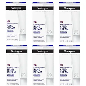 Crema y loción hidratante para manos Neutrogena Fórmula Noruega para manos secas, sin fragancia, con concentrado de glicerina, más de 200 usos, paquete de 6, 2 oz cada una (12 onzas líquidas en total)