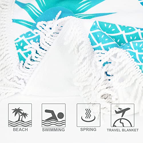 Filly Wink Pineapple Beach Towel Oversized 59X59 In Microfiber Quick Dry & Super Absorbent Beach Blanket Yoga Picnic Mat Room Decor Table Cloth Pool Camping Swin Towels For Adults Beach Gifts - Teal #TOP3