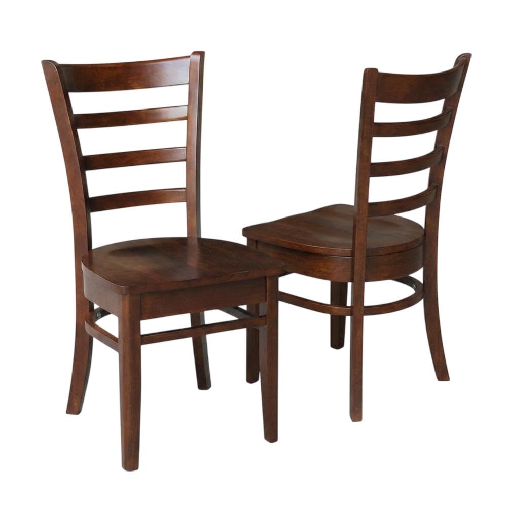 Solid Wood Side Chair with Classic Hardwood Frame by Furnifact – Wood, Espresso, Pack of 2