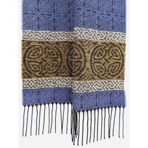 Ladies Celtic Scarf With Fringe, 45% wool and 55% chenille, Made in Scotland2