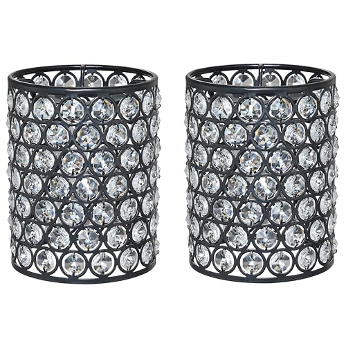 Image of 2 Pack Crystal Replacement Covers Metal Shade Pendant Ceiling Chandelier Wall Sconce Lamp Black Fixture