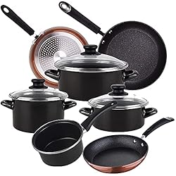 Ollas Y Sartenes Magefesa Magefesa Bateria de cocina 7 piezas MAGEFESA Kenia de acero esmaltado con juego de sartenes (20/24/28 cm) Moma en aluminio forjado