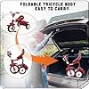 UBRAVOO Baby Tricycle, Foldable Toddler Trike with Pedals, Cool Lights, Durable Wheels and Comfortable Seat, Baby First Walker Trike for 1-5 Years Old Girls, Boys(Red) #4