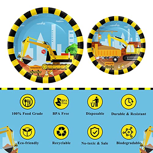 Construction Birthday Party Supplies, Construction Party Decorations, Construction Plates, Birthday Plates, Construction Disposable Plates Set Includes Dinner Plates And Dessert Plates, Serves 24 #TOP2
