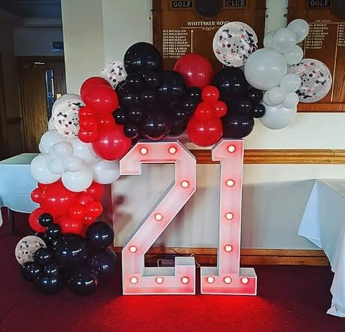 Red And Black Latex Balloons, 50 Pack 12 Inch Black White Red Confetti Party Balloons With Ribbons For Birthday Graduation Wedding Bridal Shower Party Decoration #TOP7