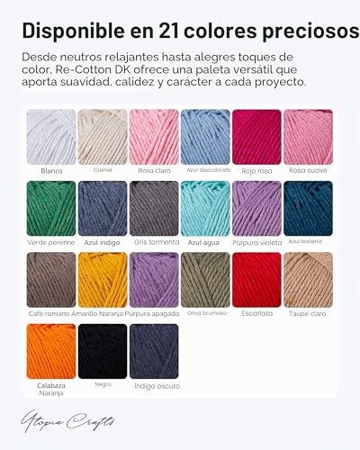 Lana para tejer gris de algodón Utopia Crafts ganchillo manualidades de tejer 6