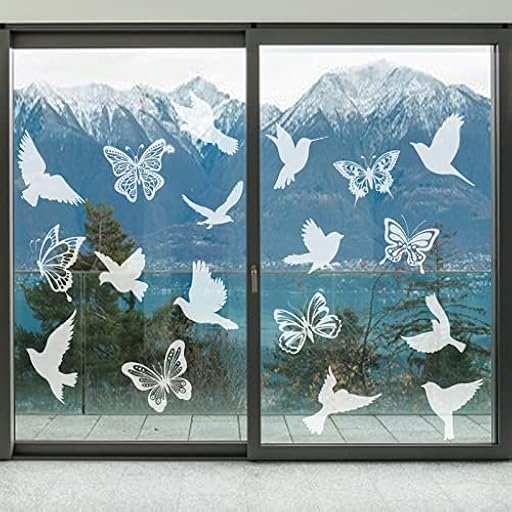 Anticolisión Ventana Pegatinas,18 Piezas Grandes Pájaros/Mariposa Transparente Ventana Adhesiva,Siluetas Pegatinas Previenen Golpes de Pájaros en Puertas y Ventanas Decoración de Vidrio. | Ya disponible en tu tienda friki favorita! En mundofriki.es!