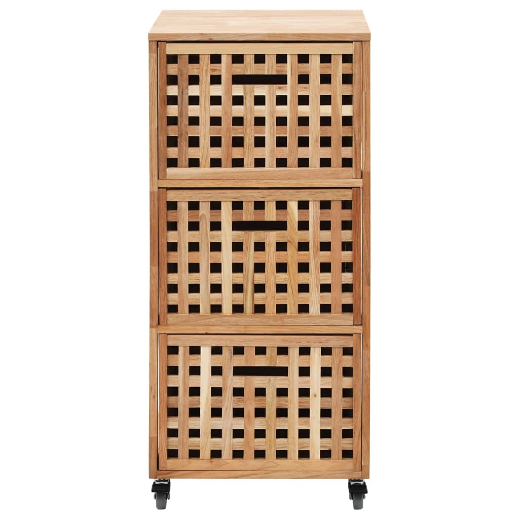 Armario de Baño de Madera con 3 Cestas, Mueble de Almacenamiento con Ruedas para Toallas y Productos de Higiene, Diseño de Celosía para Ventilación, Fácil