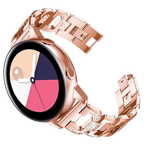 YOFUNTLE Compatible for Samsung Galaxy Watch 3 41mm/Active 2 Band,Women 20mm Metal Jewelry Bracelet Strap Replacement Wristband for Galaxy Watch Active/Galaxy Watch 42mm/Gear Sport (Dark Rose Gold)