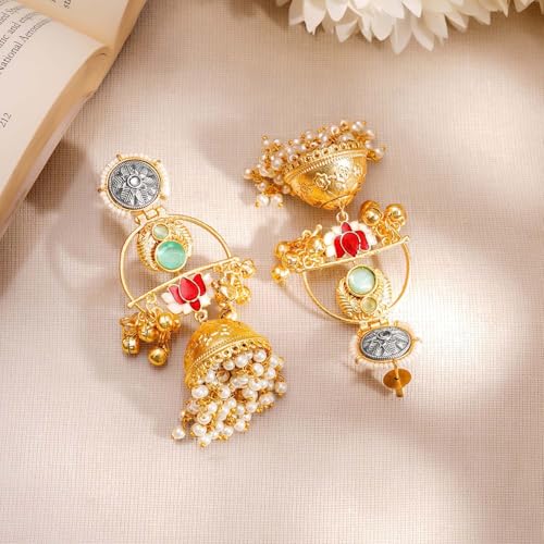 Image of Rubans Oxidised Dangle Earrings Boho Statement Jewellery Gift for Women & Girls