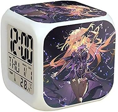 Amazon Wanlzc アニメゲームキャラクター電子デジタル目覚まし時計genshin Impact Fischlベッドサイドの調光色の夜のライトプッシュスイッチの多機能表示絶妙な 置き時計 掛け時計 オンライン通販