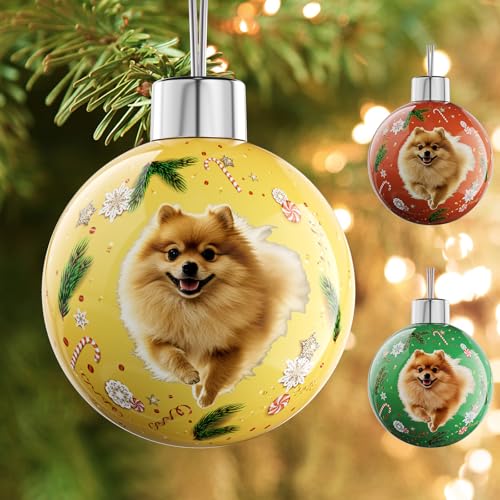 Image of Bemaystar Personalized Photo Ball Christmas Ornaments - Custom Dog Ornaments for Christmas Tree, Photo Ornament Customized Xmas Tree Hanging Decorations