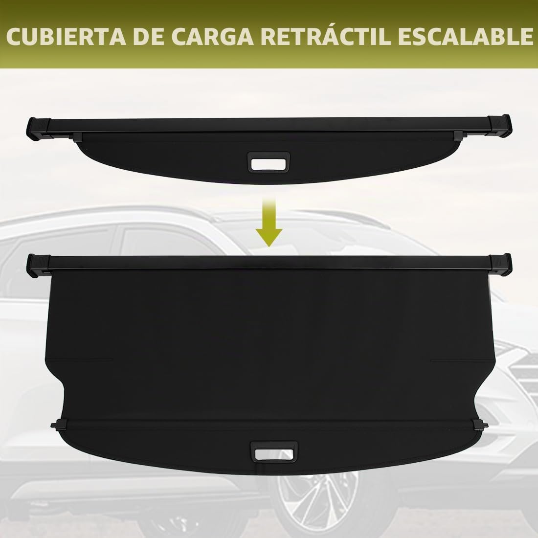 Cubierta de Carga Retráctil, Pantalla Retráctil para Maletero Negra compatible con Tucson 2016 2017 2018