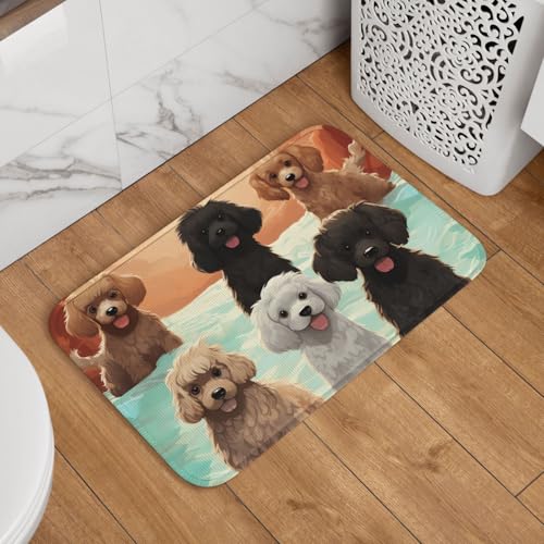 Paillasson motif caniches - Tapis de sol antidérapant et absorbant - Tapis de bain doux et lavable - 40,6 x 61 cm - Pour cuisine, chambre à coucher, salle de...