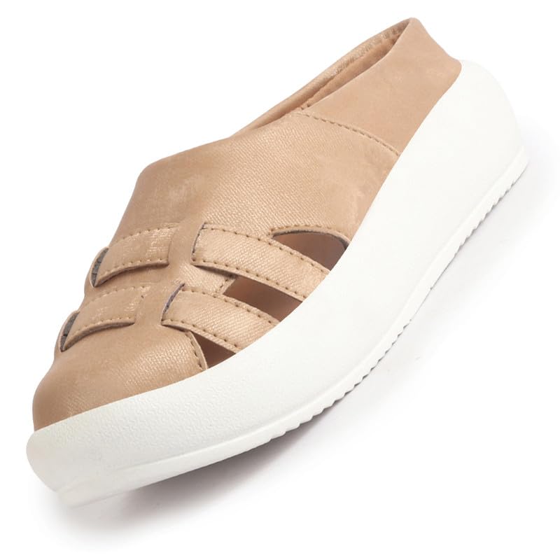 Women Back Open Breathable Double Strap Platform Slip On Shoes | Height Enhancer Memory Cushioned Slip On | Anti Skid Sole-image-31